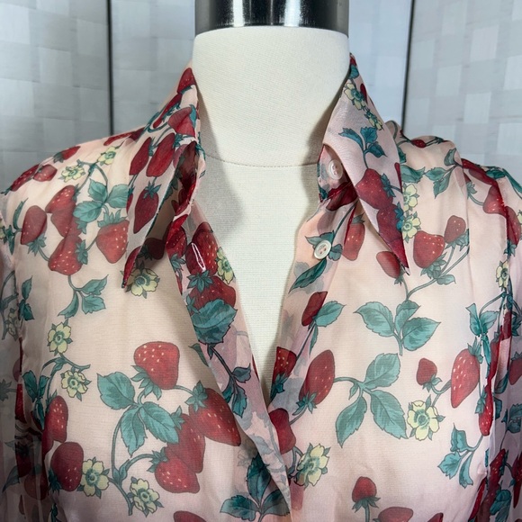 Dolce and Ganbana silk button down blouse with strawberry pattern NWT (Vintage) - Picture 4 of 16